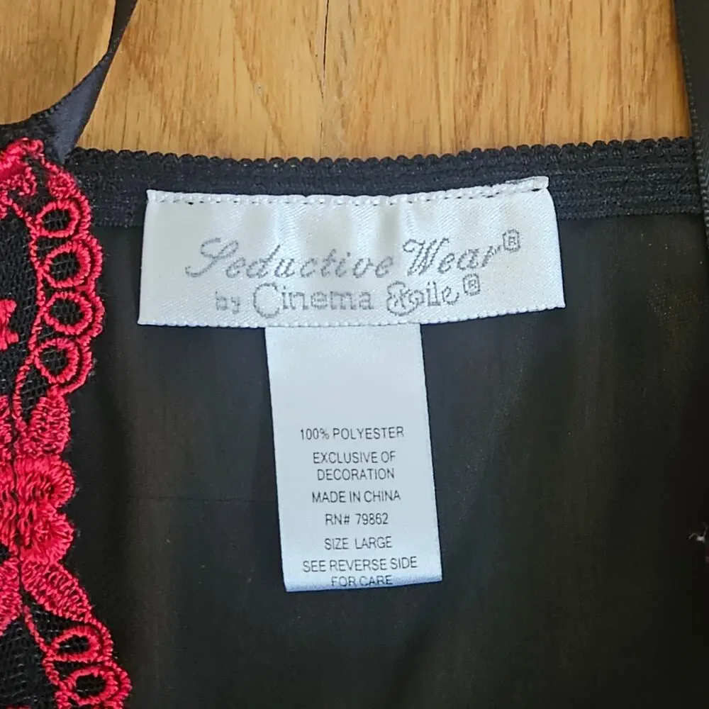Cinema Etoile Lingerie Size L Black Red Lace Vamp Whimsygoth Mesh Festival Dress